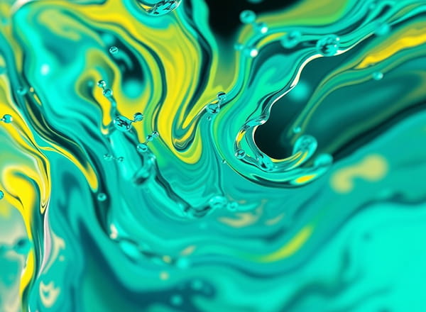 Abstract turquoise and yellow scientific pattern